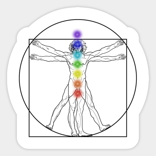 Vitruvian Man DaVinci Chakras Yoga Mediation Sticker by Chakra Shine